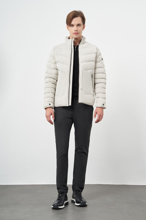 Quilted Stand Collar Full-Lined Slim Fit Classic Coat 1007245155