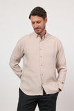 Long Sleeve Button Collar Pocketless Slim Fit Modal Shirt 1004260162
