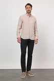Long Sleeve Button Collar Pocketless Slim Fit Modal Shirt 1004260162