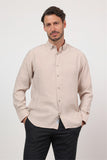 Long Sleeve Button Collar Pocketless Slim Fit Modal Shirt 1004260162