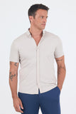 Italian Button Collar Short Sleeve Slim Fit Performance Shirt (Model 1004250255)