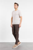 Short Sleeve Plain Crew Neck Pocketless Slim Fit T-Shirt 1011250179