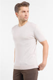 Short Sleeve Plain Crew Neck Pocketless Slim Fit T-Shirt 1011250179