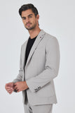 Mono Collar Self-Patterned 2-Button Casual Flexible Slim Fit Suit 1001250174