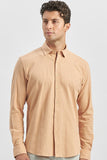 Long Sleeve Embossed Trimmed 100% Cotton Casual Slim Fit Shirt 1004240247
