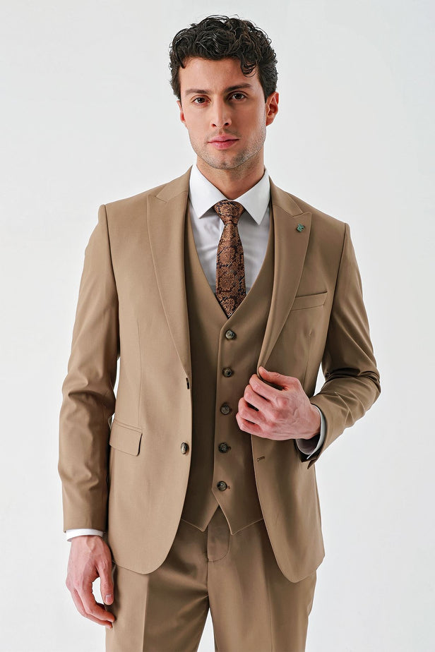 IMZA Men's Peak Lapel Slim Fit 3-Piece Classic Suit – 1001240188