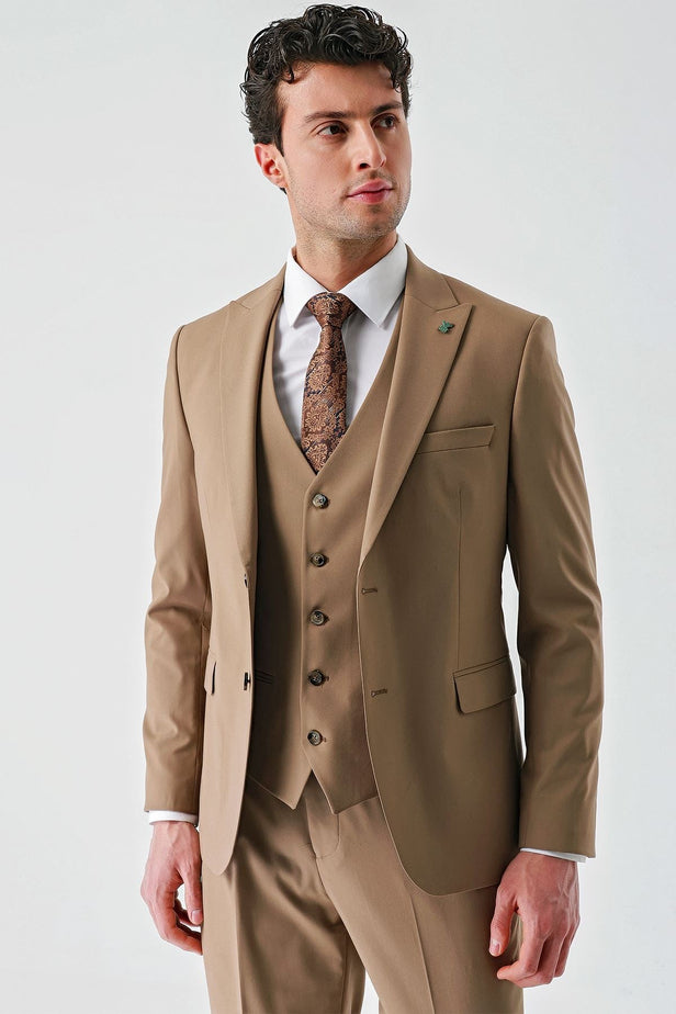 IMZA Men's Peak Lapel Slim Fit 3-Piece Classic Suit – 1001240188