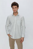 Khaki Long Sleeve Printed Stiff Collar Pocket Comfort Fit Cotton Stretch Shirt 1004225228
