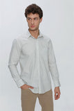 Khaki Long Sleeve Printed Stiff Collar Pocket Comfort Fit Cotton Stretch Shirt 1004225228