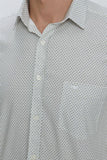 Khaki Long Sleeve Printed Stiff Collar Pocket Comfort Fit Cotton Stretch Shirt 1004225228