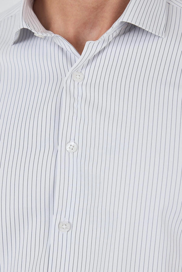 Men's Striped Italian Collar Long-Sleeve Slim Fit Stretch Classic Shirt.