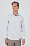 Men's Striped Italian Collar Long-Sleeve Slim Fit Stretch Classic Shirt.