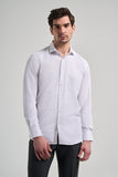 White Long Sleeve Striped Italian Collar Pocket Comfort Fit Shirt 1004250182