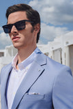 Blue Long Sleeve Striped Button Collar Pocket Comfort Fit Shirt 1004250189