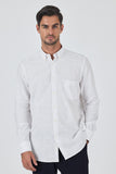 Blue Long Sleeve Striped Button Collar Pocket Comfort Fit Shirt 1004250189