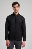Long Sleeve Self Patterned Button Collar Pocketless Slim Fit Shirt 1004250206