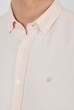 Pink Long Sleeve Self Patterned Button Collar Pocketless Slim Fit Shirt 1004250205