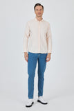 Pink Long Sleeve Self Patterned Button Collar Pocketless Slim Fit Shirt 1004250205