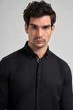Long Sleeve Self Patterned Button Collar Pocketless Slim Fit Shirt 1004250206