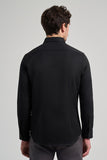 Long Sleeve Self Patterned Button Collar Pocketless Slim Fit Shirt 1004250206