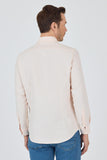 Pink Long Sleeve Self Patterned Button Collar Pocketless Slim Fit Shirt 1004250205