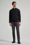Long Sleeve Self Patterned Button Collar Pocketless Slim Fit Shirt 1004250206