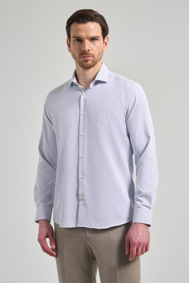 IMZA Men's Patterned Dobby Italian Collar Slim Fit Classic Shirt – 1004250161