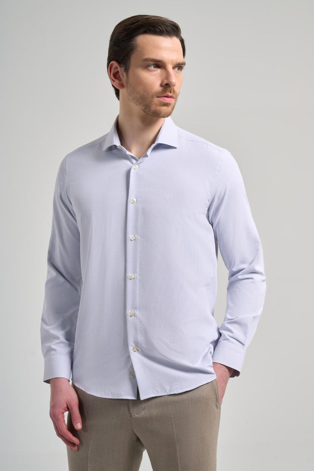 IMZA Men's Patterned Dobby Italian Collar Slim Fit Classic Shirt – 1004250161