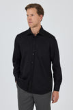 Long Sleeve Self Patterned Textured Hard Collar Pocket Comfort Fit Shirt 1004250178