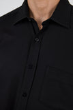 Long Sleeve Self Patterned Textured Hard Collar Pocket Comfort Fit Shirt 1004250178