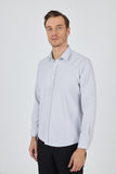 Navy Long Sleeve Self Patterned Hard Collar Pocketless Slim Fit Shirt 1004250184