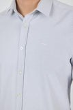 Navy Long Sleeve Self Patterned Hard Collar Pocketless Slim Fit Shirt 1004250184