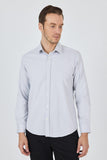 Navy Long Sleeve Self Patterned Hard Collar Pocketless Slim Fit Shirt 1004250184