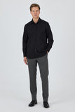 Long Sleeve Self Patterned Textured Hard Collar Pocket Comfort Fit Shirt 1004250178