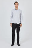 Navy Long Sleeve Self Patterned Hard Collar Pocketless Slim Fit Shirt 1004250184