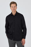 Long Sleeve Self Patterned Textured Hard Collar Pocket Comfort Fit Shirt 1004250178