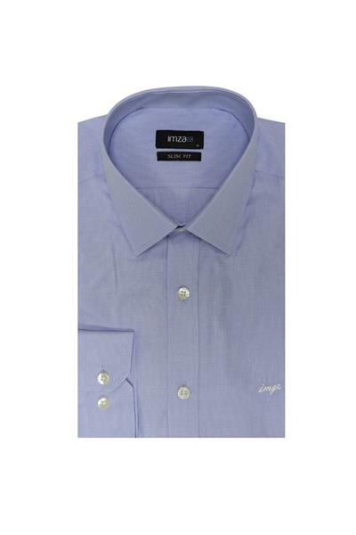 Long Sleeve Patterned Stiff Collar Pocketless Slim Fit Classic Shirt 1004225178