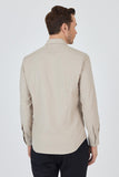 Long Sleeve Plain Weave Button Collar Pocketless Slim Fit Shirt 1004250212
