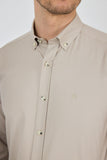 Long Sleeve Plain Weave Button Collar Pocketless Slim Fit Shirt 1004250212