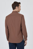 Long Sleeve Plain Weave Button Collar Pocketless Slim Fit Shirt 1004250212