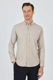Long Sleeve Plain Weave Button Collar Pocketless Slim Fit Shirt 1004250212