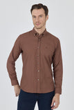 Long Sleeve Plain Weave Button Collar Pocketless Slim Fit Shirt 1004250212