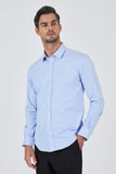 Long Sleeve Hard Collar Pocketless Slim Fit Stretch Shirt 1004250195