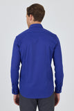 Long Sleeve Hard Collar Pocketless Slim Fit Stretch Shirt 1004250195