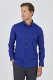Long Sleeve Hard Collar Pocketless Slim Fit Stretch Shirt 1004250195