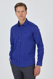 Long Sleeve Hard Collar Pocketless Slim Fit Stretch Shirt 1004250195