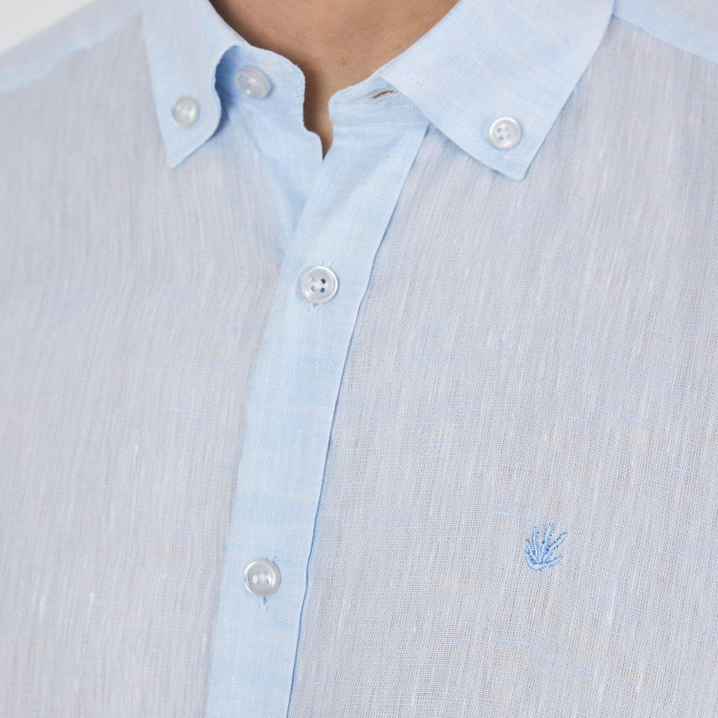 Long Sleeve Linen Button Collar Comfort Fit Shirt with Pocket (Model 1004250114)