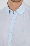 Long Sleeve Linen Button Collar Comfort Fit Shirt with Pocket (Model 1004250114)