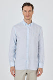 Long Sleeve Linen Button Collar Comfort Fit Shirt with Pocket (Model 1004250114)