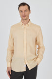 Long Sleeve Linen Button Collar Comfort Fit Shirt with Pocket (Model 1004250114)